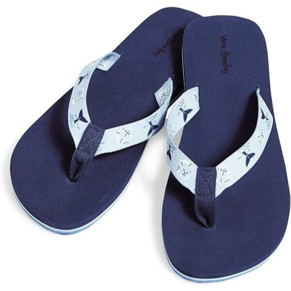 Vera Bradley Webbing Strap Flip Flops Shore Enough  Size M 7-8 New Nautical